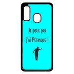 Coque pour smartphone - je peux pas j ai petanque turquoise - compatible avec samsung galaxy a40 - plastique ...