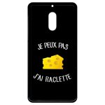 Coque pour smartphone - je peux pas j ai raclette fond noir - compatible avec nokia 6 (2018) - plastique ...