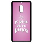 Coque pour smartphone - je peux pas jai poney fond rose pale - compatible avec nokia 6 (2018) - plastique ...