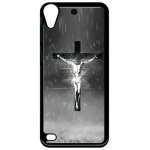 Coque pour smartphone - j�sus croix noir et blanc - compatible avec htc desire 530 - plastique - bord ...