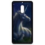 Coque pour smartphone - licorne 2 - compatible avec nokia 6 (2018) - plastique - bord noir
