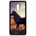 Coque pour smartphone - licorne - compatible avec nokia 6 (2018) - plastique - bord noir