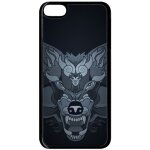 Coque pour smartphone - loup fond gris - compatible avec apple ipod touch 6 - plastique - bord noir