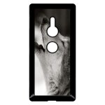 Coque pour smartphone - loup hurlant - compatible avec sony xperia xz2 - plastique - bord noir