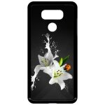 Coque pour smartphone - lys blanc coccinelle sur fond gris - compatible avec lg g6 - plastique - bord ...