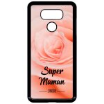 Coque pour smartphone - super maman l unique fond fleur rose - compatible avec lg g6 - plastique - bord ...