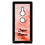 Coque pour smartphone - super maman l unique fond fleur rose - compatible avec sony xperia xz2 - plastique ...