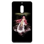 Coque pour smartphone - manga fille cheveux rose - compatible avec nokia 6 (2018) - plastique - bord ...
