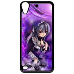 Coque pour smartphone - manga fille violet - compatible avec htc desire 530 - plastique - bord noir Coque pour smartphone - manga fille violet - compatible avec htc desire 530 - plastique - bord noir