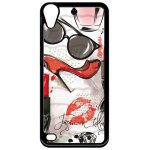 Coque pour smartphone - motif girly fond blanc - compatible avec htc desire 530 - plastique - bord noir ...