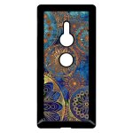 Coque pour smartphone - ornements or et bleu nuit - compatible avec sony xperia xz2 - plastique - bord ...