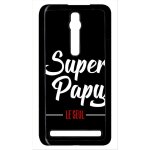 Coque pour smartphone - super papy le seul fond noir - compatible avec asus zenfone 2 ze551ml - plastique ...