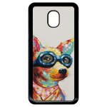 Coque pour smartphone - peinture chihuahua a lunette - compatible avec samsung galaxy j3 (2018) - plastique ...