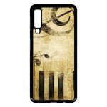 Coque pour smartphone - piano note musique - compatible avec samsung galaxy a7 (2018) - plastique - bord ...