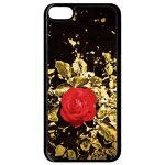 Coque pour smartphone - rose et feuille d'or - compatible avec apple ipod touch 6 - plastique - bord ...