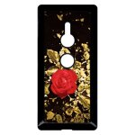 Coque pour smartphone - rose et feuille d'or - compatible avec sony xperia xz2 - plastique - bord noir ...