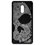 Coque pour smartphone - skull barroque - compatible avec nokia 6 (2018) - plastique - bord noir