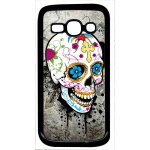 Coque pour smartphone - skull fleur bleu fond gris - compatible avec samsung galaxy ace 3 - plastique ...