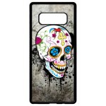 Coque pour smartphone - skull fleur bleu fond gris - compatible avec samsung galaxy note 8. 0 - plastique ...