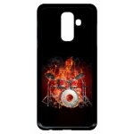 Coque pour smartphone - squellette joue a la batterie flamme - compatible avec samsung galaxy a6 + (2018) ...