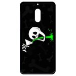 Coque pour smartphone - tete de mort qui boit fond noir - compatible avec nokia 6 (2018) - plastique ...