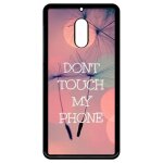 Coque pour smartphone - dont touch my phone fond rose poudree - compatible avec nokia 6 (2018) - plastique ...