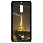 Coque pour smartphone - tour eiffel - compatible avec nokia 6 (2018) - plastique - bord noir