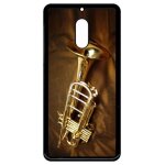 Coque pour smartphone - trompette musique - compatible avec nokia 6 (2018) - plastique - bord noir