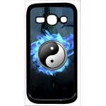 Coque pour smartphone - ying yang mer - compatible avec samsung galaxy ace 3 - plastique - bord noir