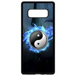 Coque pour smartphone - ying yang mer - compatible avec samsung galaxy note 8. 0 - plastique - bord noir ...