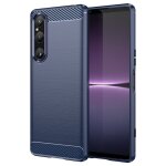 Coque pour sony xperia 1 v - housse etui silicone gel carbone + film ecran - bleu fonce