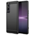 Coque pour sony xperia 1 v - housse etui silicone gel carbone + film ecran - noir