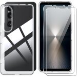 Coque pour sony xperia 1 vii case avec 2 verre tremp� protection ecran deux, transparent soft etui silicone ...