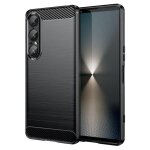 Coque pour sony xperia 1 vii - housse etui silicone gel carbone + verre trempe - noir Coque pour sony xperia 1 vii - housse etui silicone gel carbone + verre trempe - noir