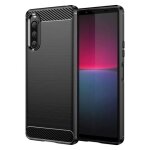 Coque pour sony xperia 10 v - housse etui silicone gel carbone + verre trempe - noir