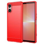 Coque pour sony xperia 5 v - housse etui silicone gel carbone + film ecran - rouge
