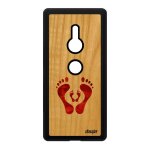 Coque sony xperia xz2 bois silicone trace de pas design enfant naissance rouge a