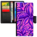Coque pour sony xperia xz2 rabat silicone fleurs fond noir motif peinture effet de protection feuille ...