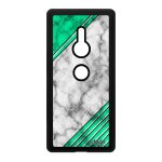 Coque sony xperia xz2 en silicone marbre telephone geometrie design triangle motif housse vert rigide ...