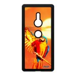 Coque sony xperia xz2 silicone perroquet noir mobile bumper perruche ciel design animaux orange antichoc ...