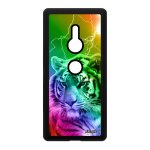 Coque sony xperia xz2 silicone tigre noir arc en ciel felin jaune predateur de tasmanie etui design eclair ...