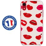 Coque souple pour apple iphone xr avec impression motifs l�vres et coeurs rouge