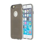 Coque souple en gel type bumper blanc avec dos gris fum� pour iphone 6 4, 7 pouc
