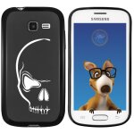 Coque souple en gel noir pour galaxy trend lite avec impression motifs cr�ne bl