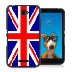 Coque souple en gel noir pour sony xperia e4 avec impression motifs union jack