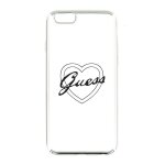 Coque souple guess pour iphone 5 / 5s / se translucide avec contours et coeur silver