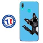 Coque souple pour huawei y7 (2019) avec impression motifs chien a lunettes sur