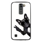 Coque souple pour lg k7 avec impression motifs chien � lunettes sur fond blanc