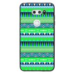 Coque souple pour lg v30 avec impression motifs aztque bleu et vert