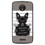 Coque souple pour motorola moto c avec impression motifs bulldog prisonnier os